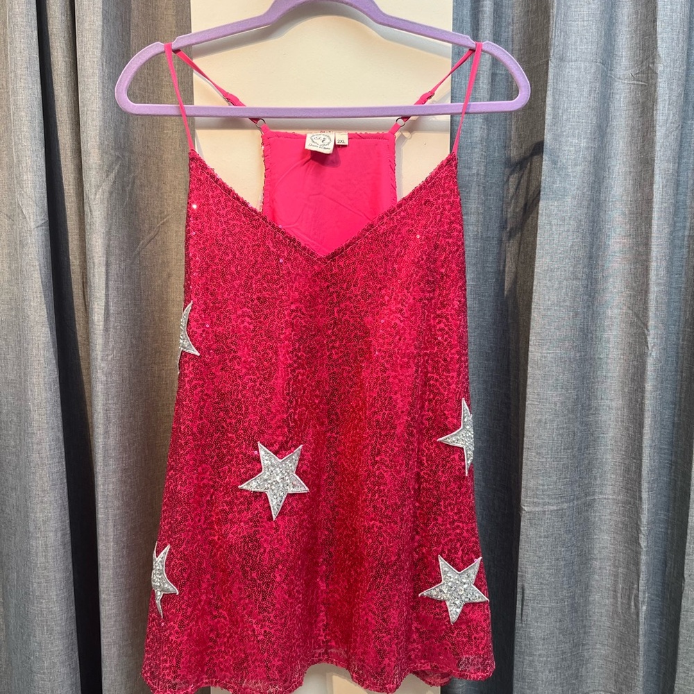 Pink Sequin Star tank